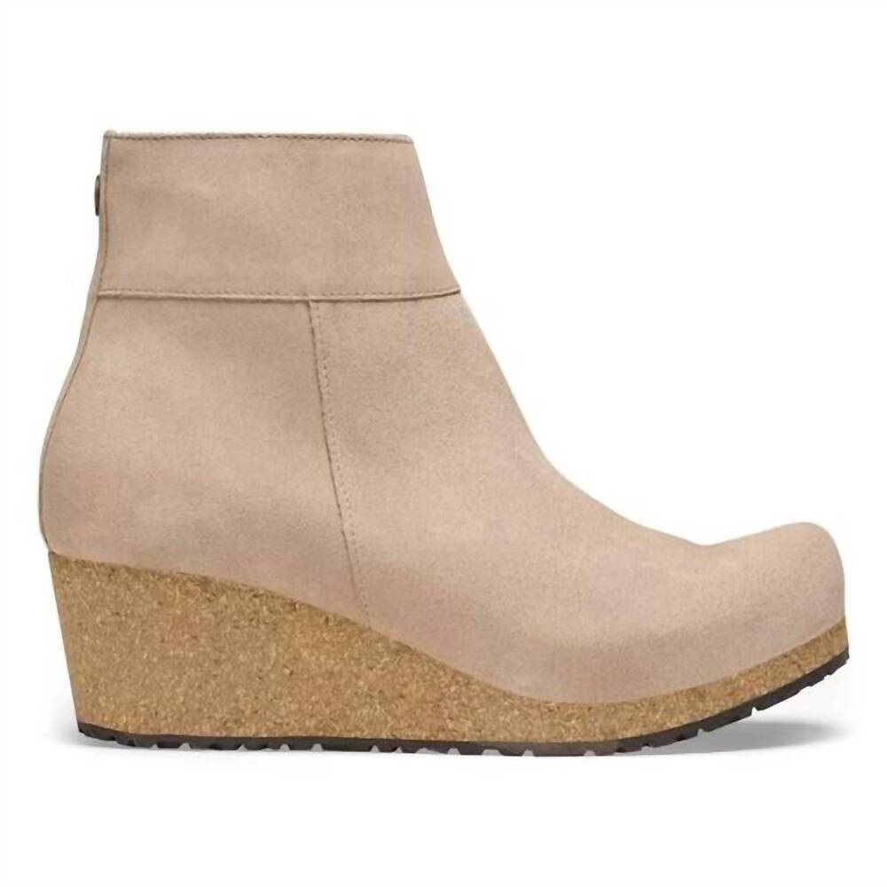 NEW BIRKENSTOCK women’s ebba suede wedge boots in warm sand
